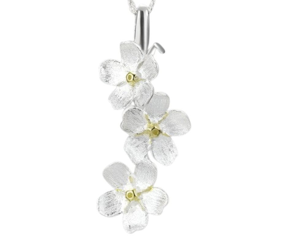 Long Elegant Forget-Me-Not Flower Necklace-Black Diamonds New York