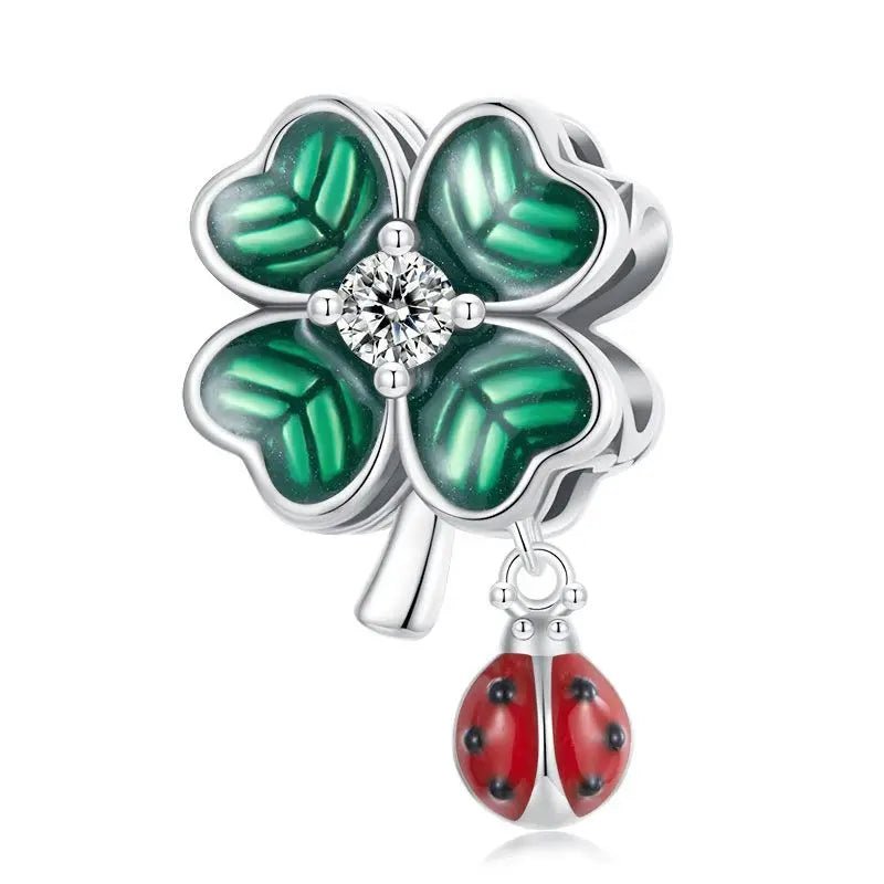 Lovely Flower, Lady Bug, & Clover Spacer Bead Charms-Black Diamonds New York