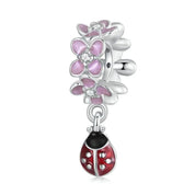 Lovely Flower, Lady Bug, & Clover Spacer Bead Charms-Black Diamonds New York