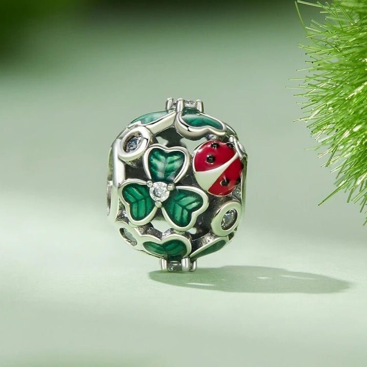 Lovely Flower, Lady Bug, & Clover Spacer Bead Charms-Black Diamonds New York