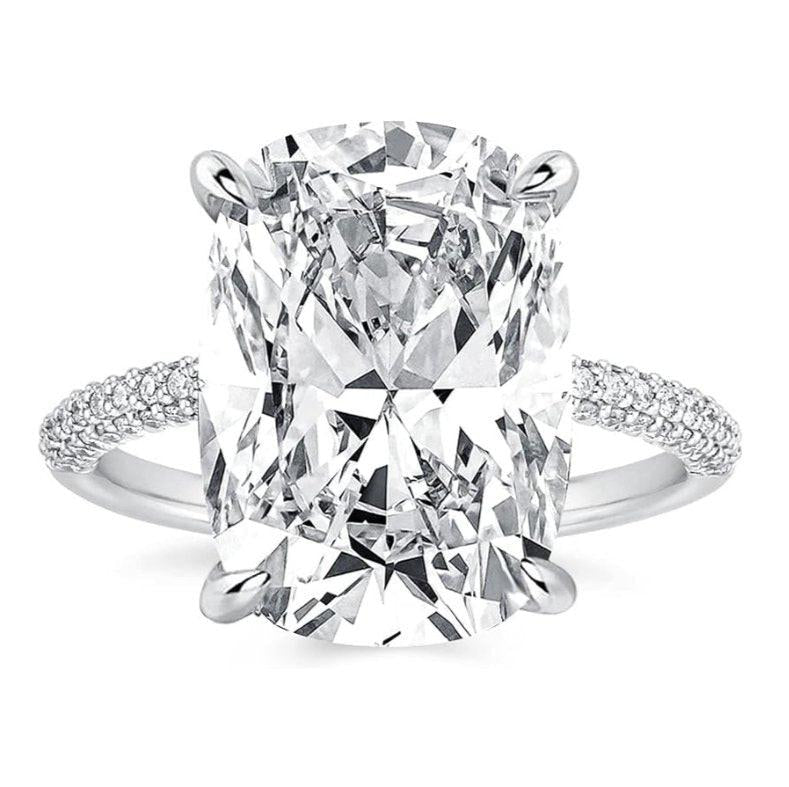 Luxurious Elongated Cushion Cut Engagement Ring-Black Diamonds New York