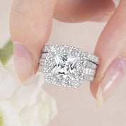 Luxurious Princess Cut Halo Created Diamond Engagement Set-Black Diamonds New York