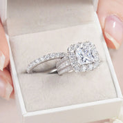 Luxurious Princess Cut Halo Created Diamond Engagement Set-Black Diamonds New York