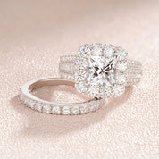 Luxurious Princess Cut Halo Created Diamond Engagement Set-Black Diamonds New York