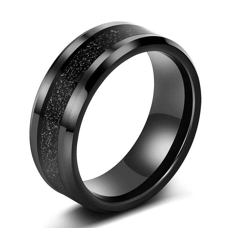 Flash Sale - Men's Tungsten Carbide Wedding Band with Sandstone Inlay-Black Diamonds New York