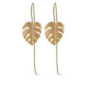 Monstera Leaves Drop Earrings-Black Diamonds New York