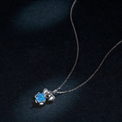 Ocean Blue Heart Cut Diamond Elephant Pendant Necklace-Black Diamonds New York