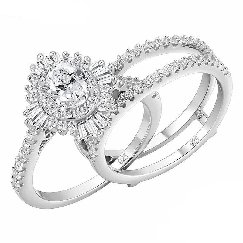 Oval Cut Created Diamond Sunflower Engagement Ring Set-Black Diamonds New York