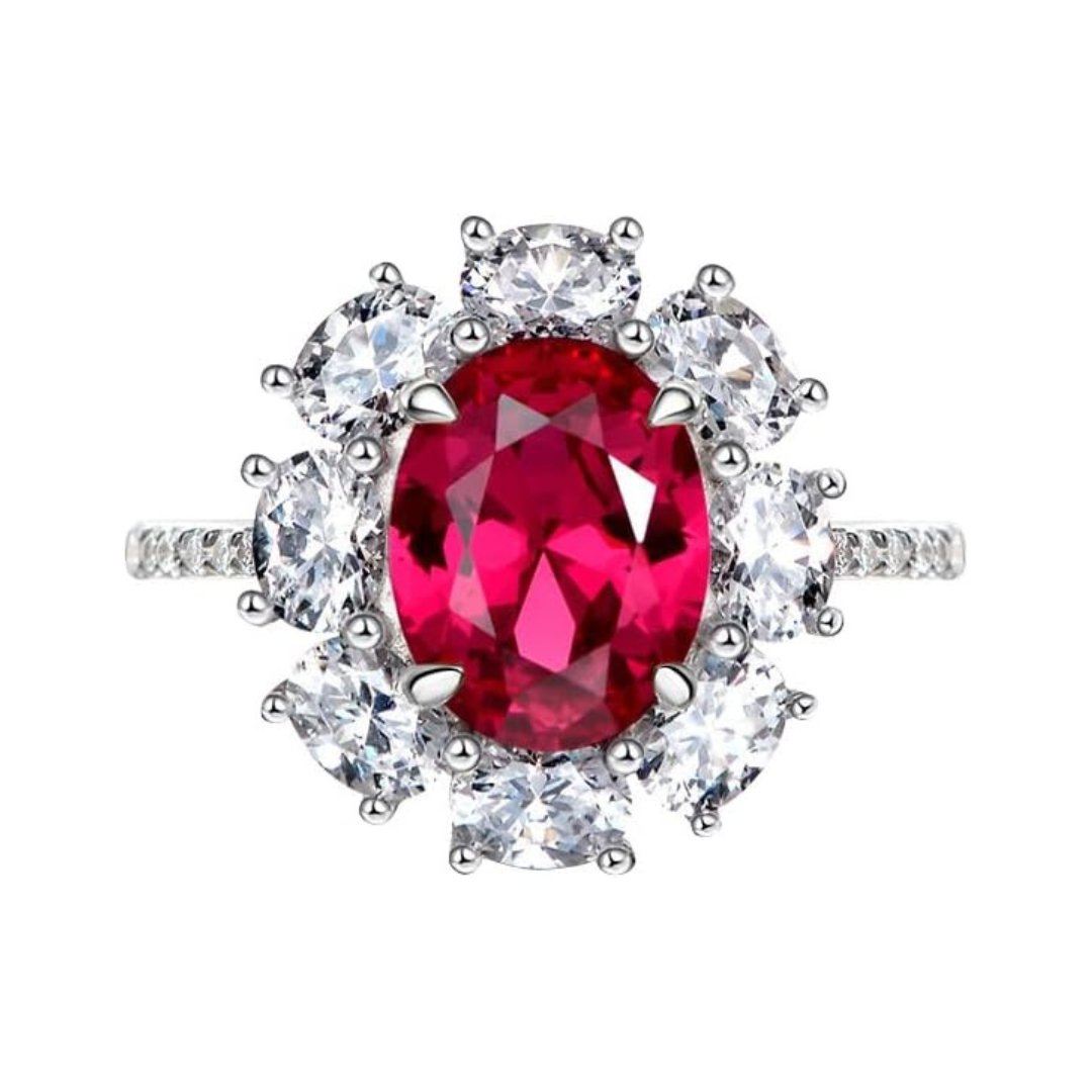 Oval Cut Red Ruby Diamond Halo Engagement Ring-Black Diamonds New York