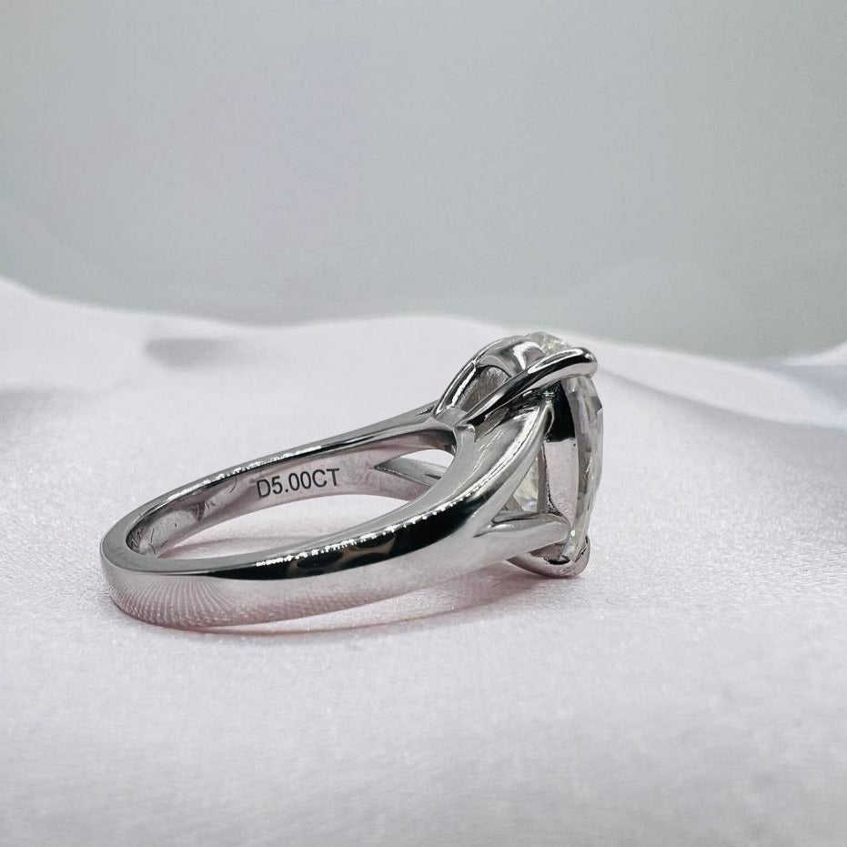 5.0 Ct Pear Cut Diamond Solitaire Engagement Ring-Black Diamonds New York