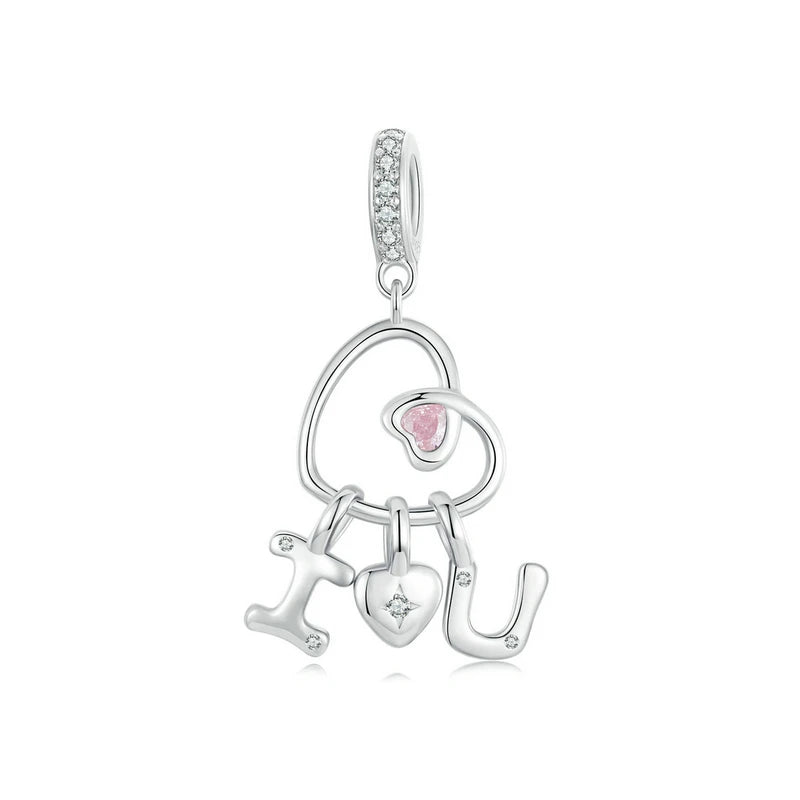 Pink Heart Charms & Pendant-Black Diamonds New York