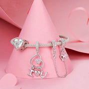 Pink Heart Charms & Pendant-Black Diamonds New York