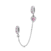 Pink Heart Charms & Pendant-Black Diamonds New York