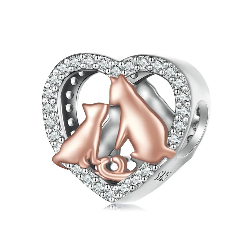 Playful Pet Kissing Cat Charm-Black Diamonds New York