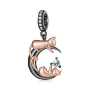 Playful Pet Kissing Cat Charm-Black Diamonds New York