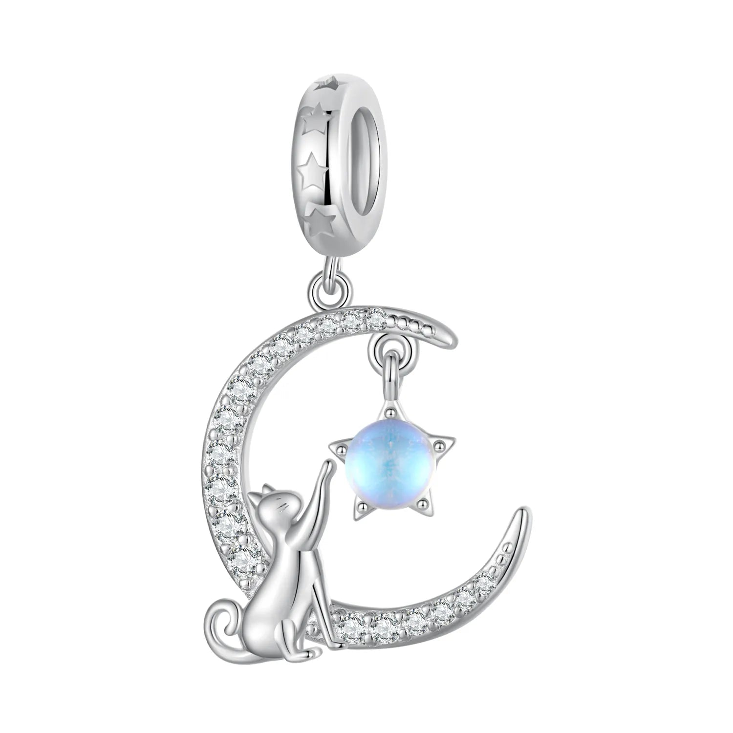 Playful Pet Kissing Cat Charm-Black Diamonds New York