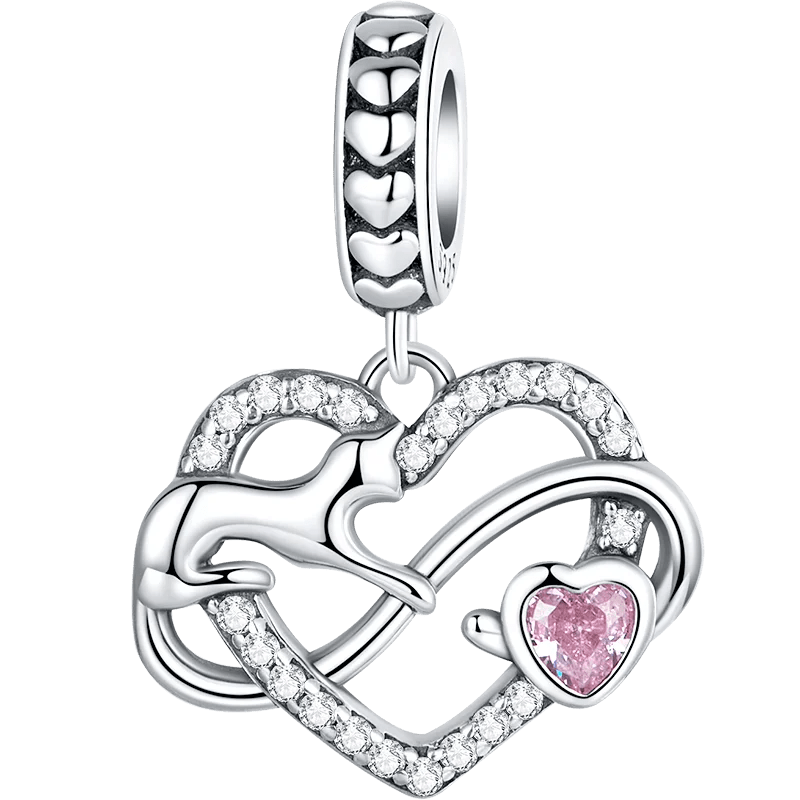 Playful Pet Kissing Cat Charm-Black Diamonds New York