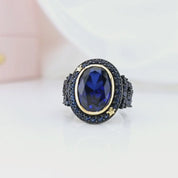 Vintage Natural Gemstone Statement Art Deco Engagement Ring