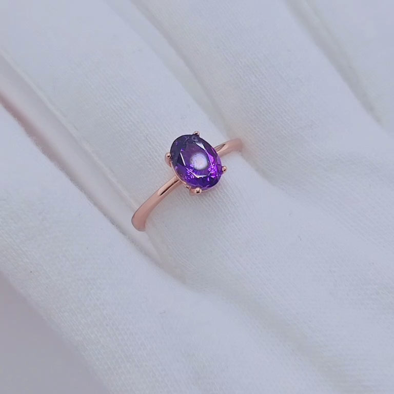 Purple Amethyst Created Diamond Rings