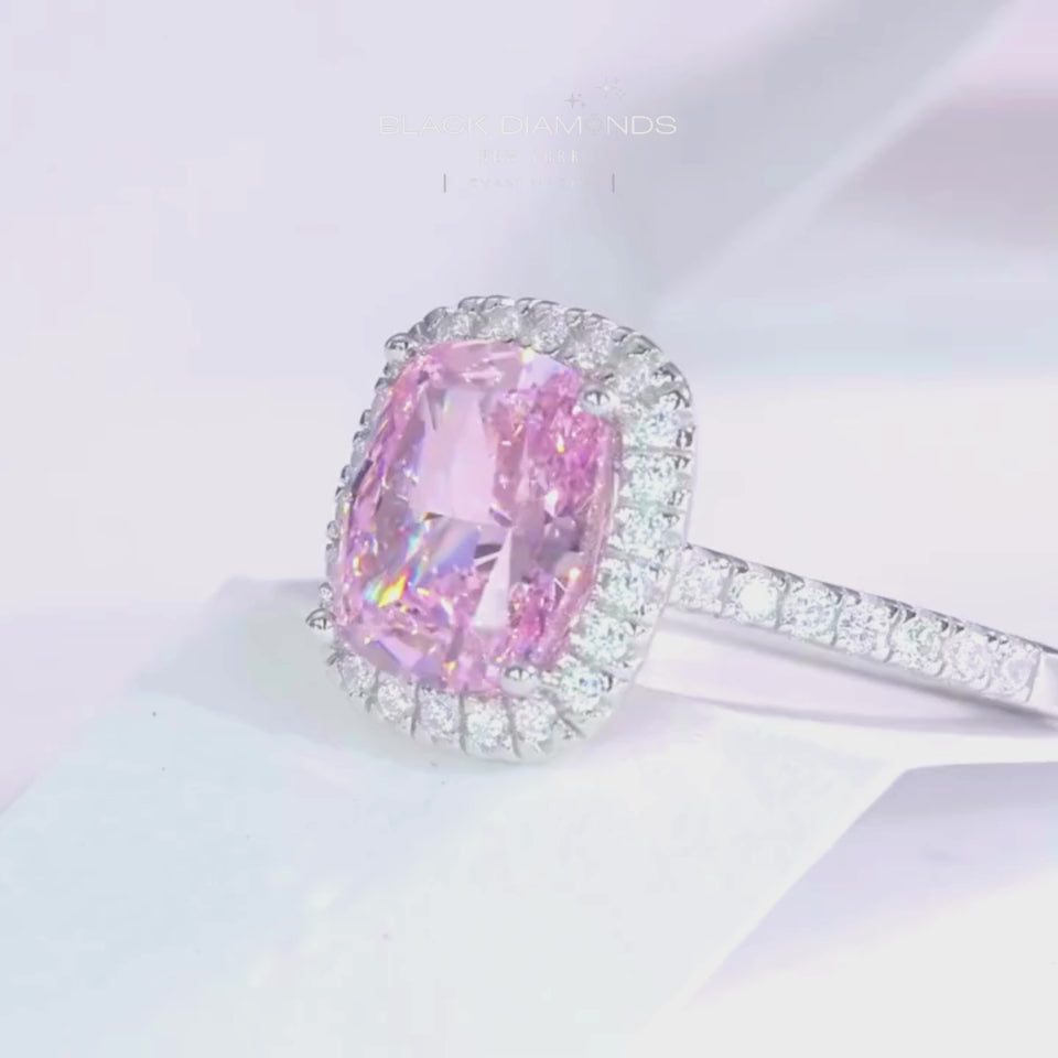 Gorgeous Halo Cushion Cut Pink Sapphire Engagement Ring