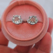 4.08 Ctw Natural Green Amethyst Stud Earrings