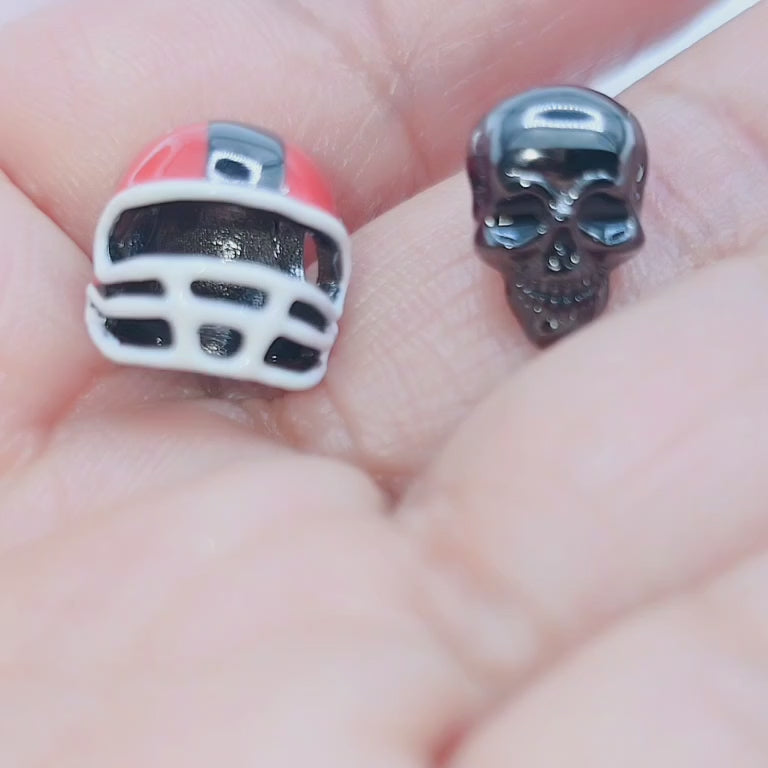 Black Skull and Helmet Gothic DIY Charm