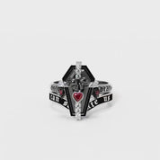 Only Death Can Separate Us Coffin Cut Diamond Wedding Rings