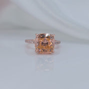 Rose Gold 3.5ct Champagne Stone Cushion Cut Engagement Ring