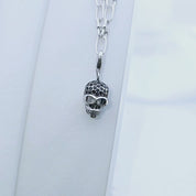 Punk Skull Diamond Paved Charm Necklace