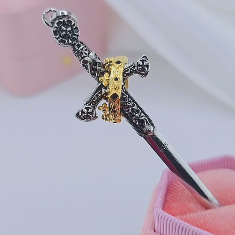 Vintage Punk Sword & Crown Charm