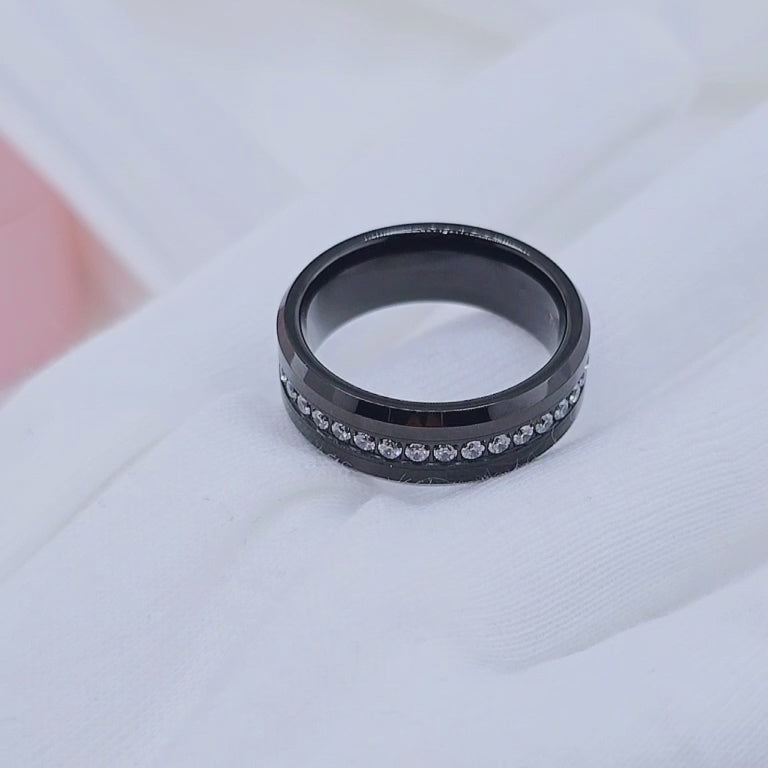 Created Diamond 8mm Black Tungsten Wedding Band