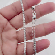 2mm Round Diamond Adjustable Tennis Necklace