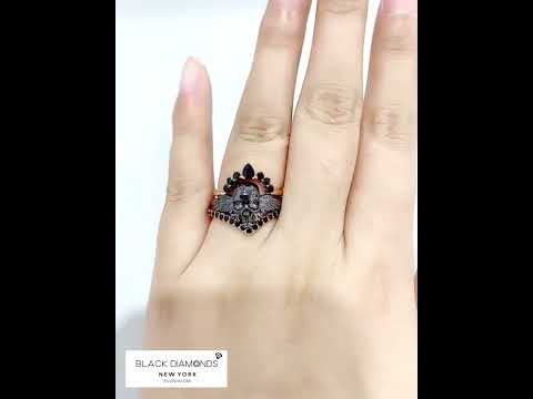 My Queen- 3pc Rose Gold Black Diamond Gothic Ring