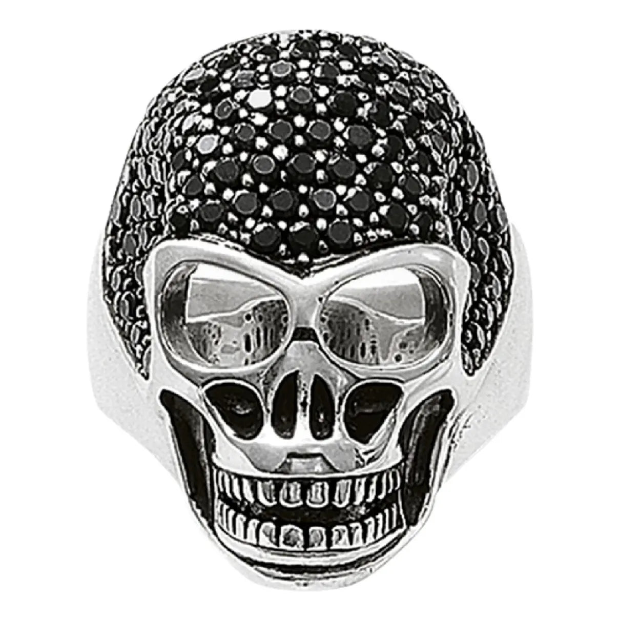 Punk Skull Diamond Pave Setting Ring-Black Diamonds New York