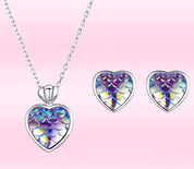 Purple Mermaid Heart & Round Jewelry Set-Black Diamonds New York