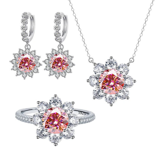 Red Diamond Jewelry Set with Sunflower Design-Black Diamonds New York