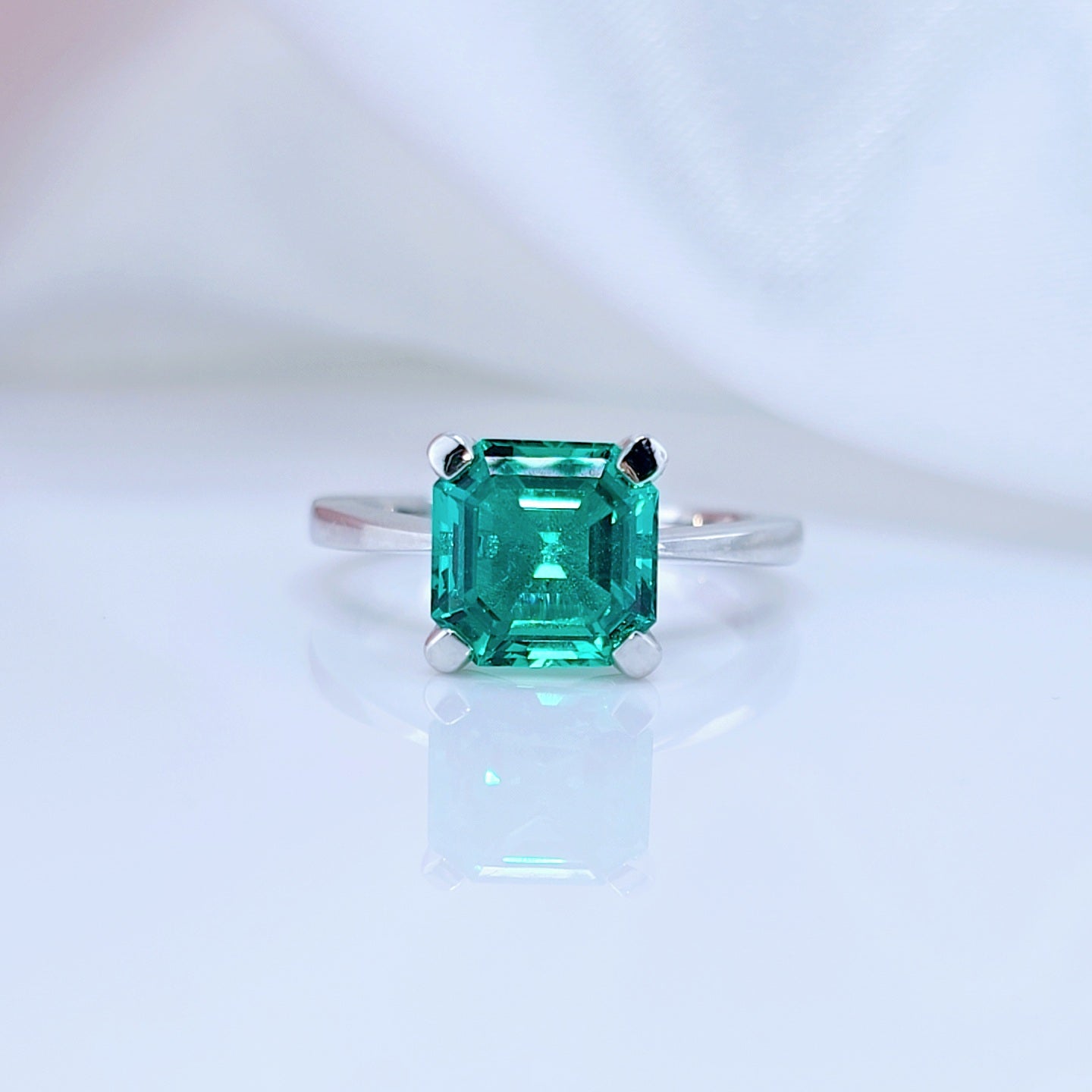 Asscher cut emerald engagement ring online