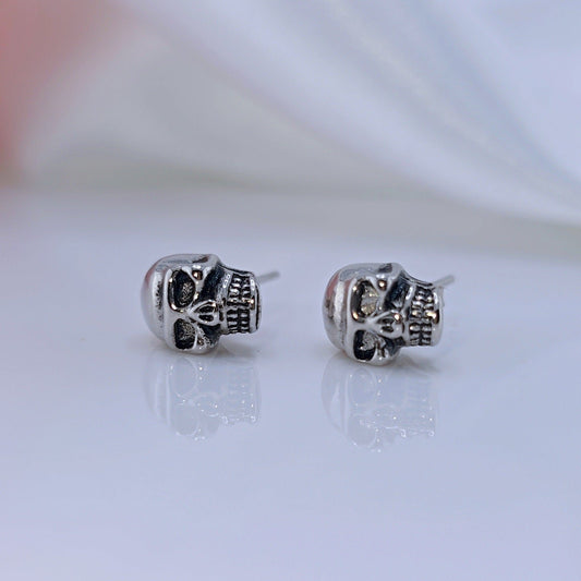 Gothic Skull Stud Earrings-Black Diamonds New York