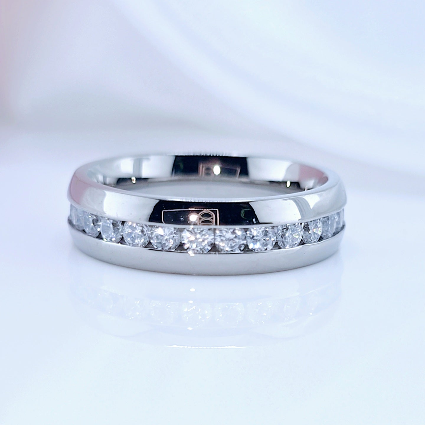 Men's Titanium Wedding Band with Created Diamond-Black Diamonds New York