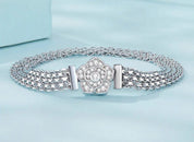 Rose Flower Flat Bracelet with Diamond-Black Diamonds New York