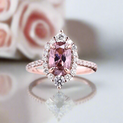 Rose Gold Morganite Oval Cut Engagement Ring-Black Diamonds New York