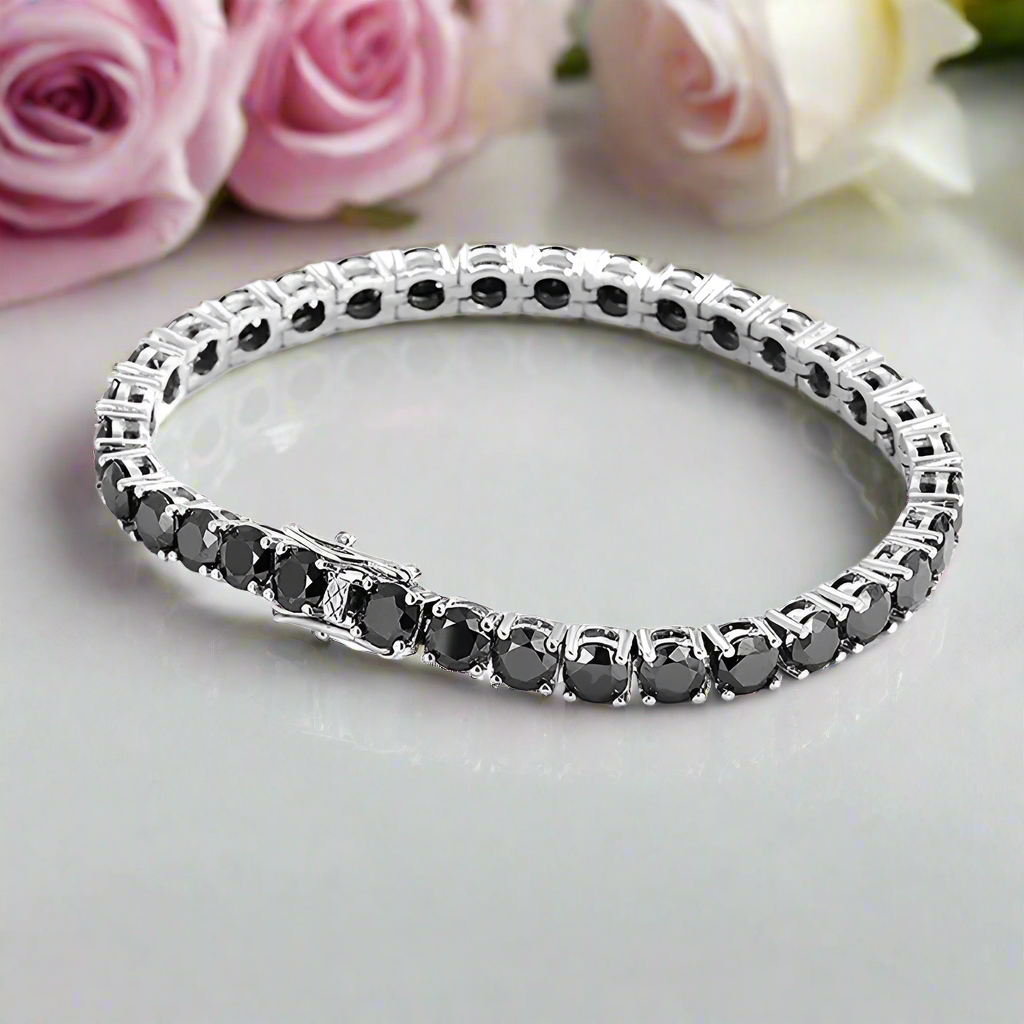 Round Black Full Diamond Tennis Bracelet-Black Diamonds New York