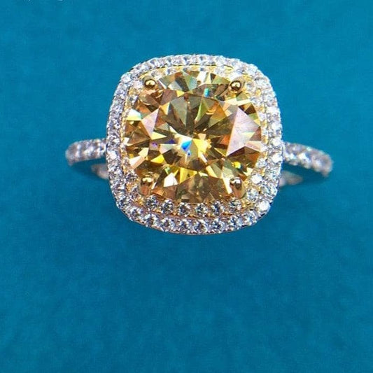 VIP Custom Dream Ring- Round Cut 3ct Yellow Diamond Halo Engagement Ring-Black Diamonds New York