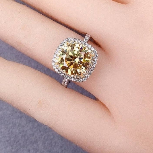 VIP Custom Dream Ring- Round Cut 3ct Yellow Diamond Halo Engagement Ring-Black Diamonds New York
