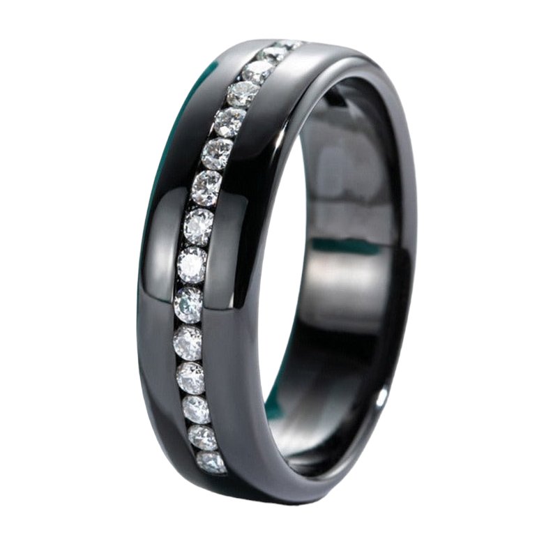 Round Cut Diamond Black Unisex Wedding Band-Black Diamonds New York