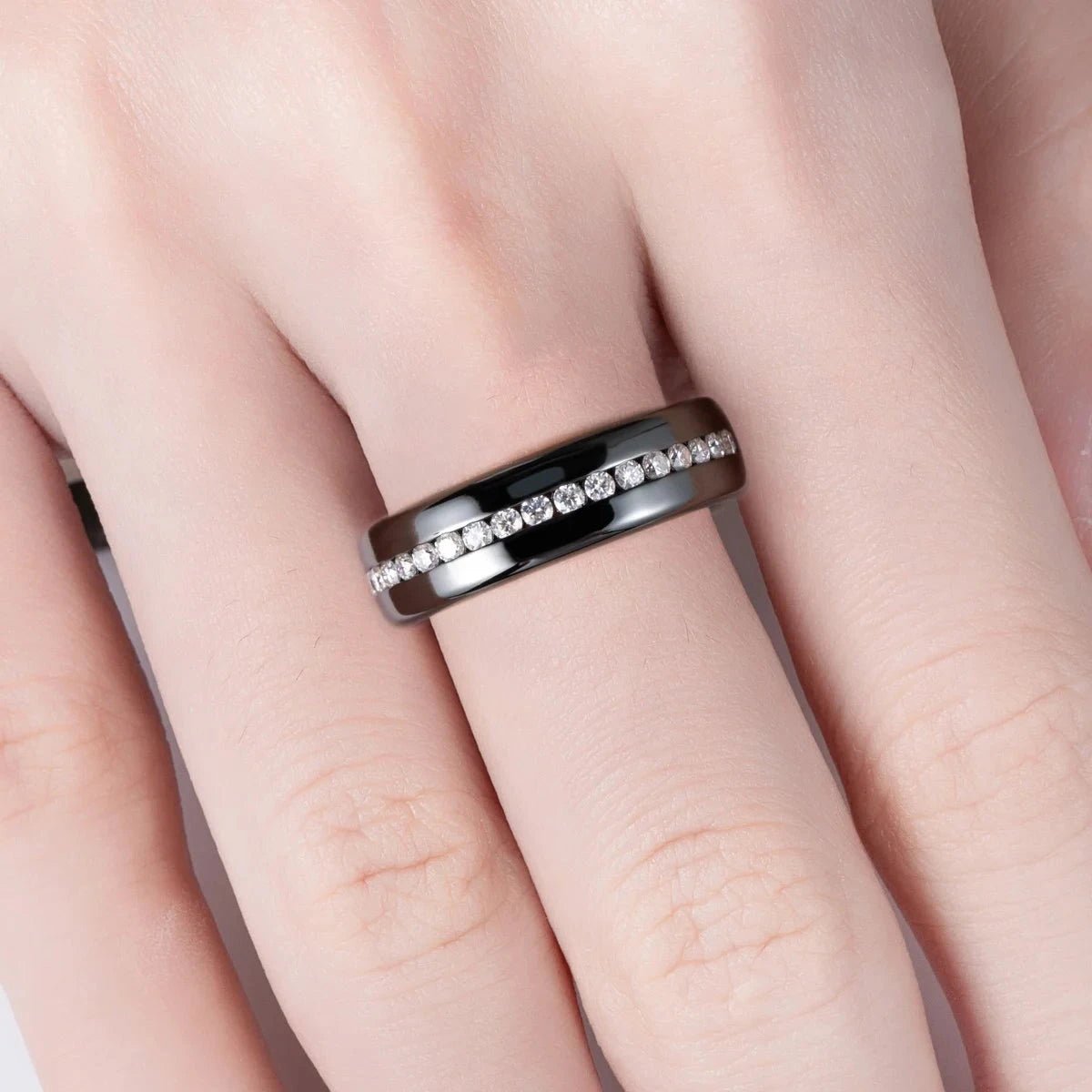 Round Cut Diamond Black Unisex Wedding Band-Black Diamonds New York