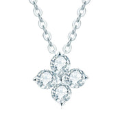 Round Cut Diamond Flower Pendant Necklace-Black Diamonds New York