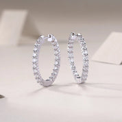 Round Cut Diamond Hoop Earrings-Black Diamonds New York