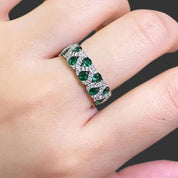 Round Cut Lab Emerald Wedding Band-Black Diamonds New York