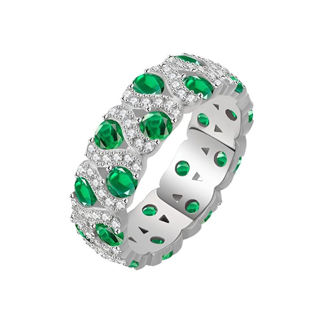 Round Cut Lab Emerald Wedding Band-Black Diamonds New York